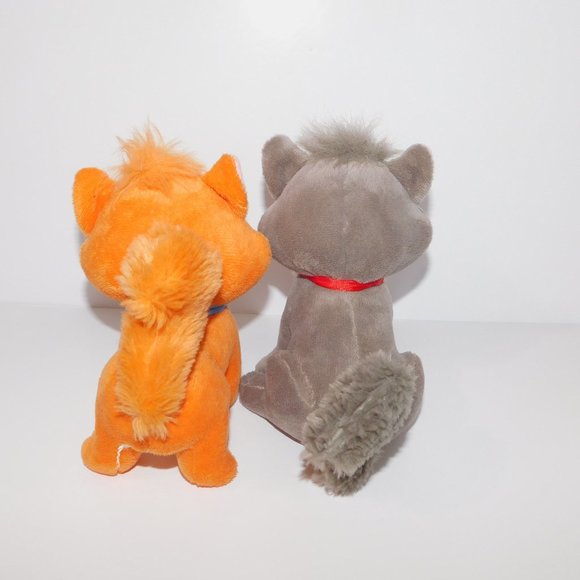VTG Disney Aristocats 6" Plush Orange Toulous & Gray Berlioz stuffed Cat Kitten - Picture 3 of 5